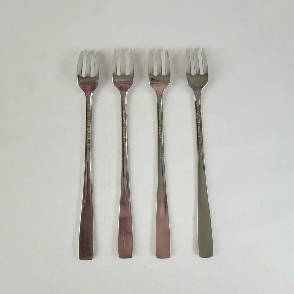 Oneida Satin Accent Stainless Flatware Set 4 Cocktail Seafood Forks Oneidacraft